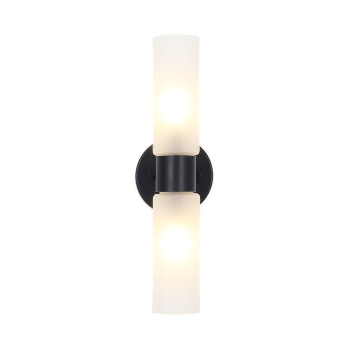 Arvion 2-Light Cylinder Gold Wall Sconce with Frosted Glass Shade