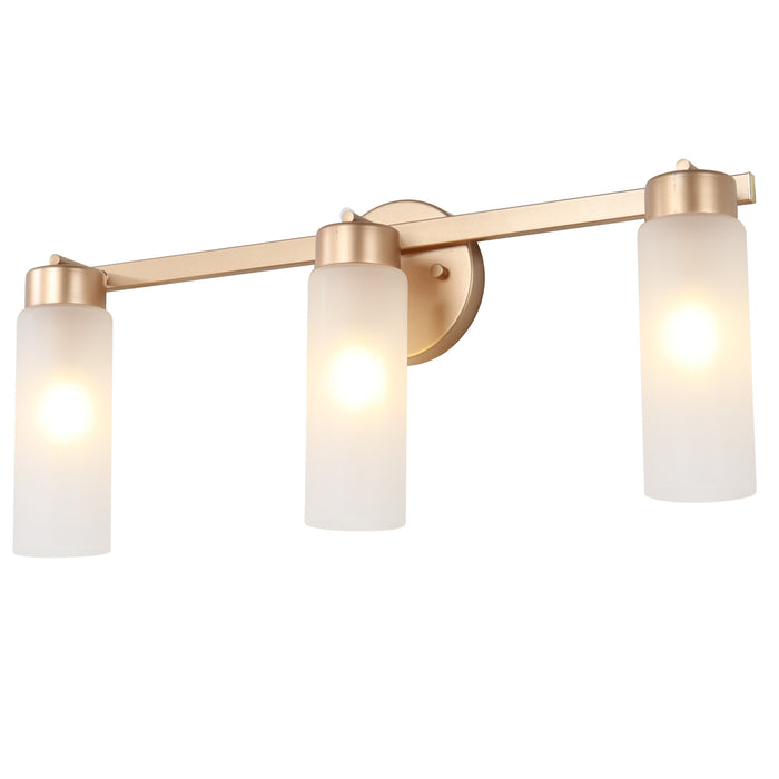 Arvion 3-Light Gold Linear Frosted Glass Bathroom Vanity Light