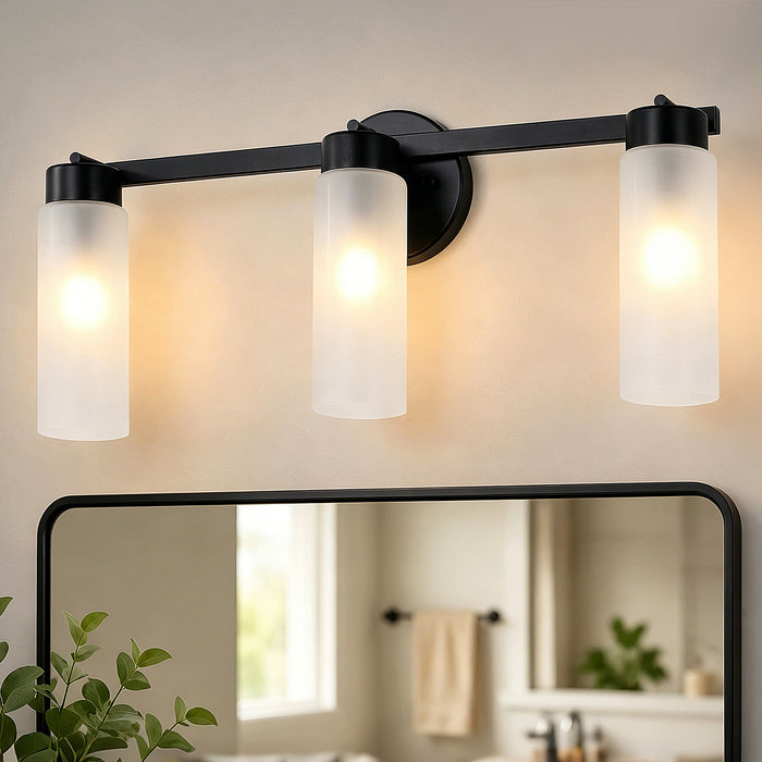 Arvion 3-Light Gold Linear Frosted Glass Bathroom Vanity Light