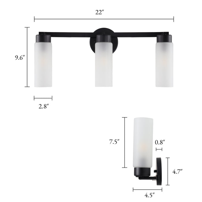 Arvion 3-Light Gold Linear Frosted Glass Bathroom Vanity Light