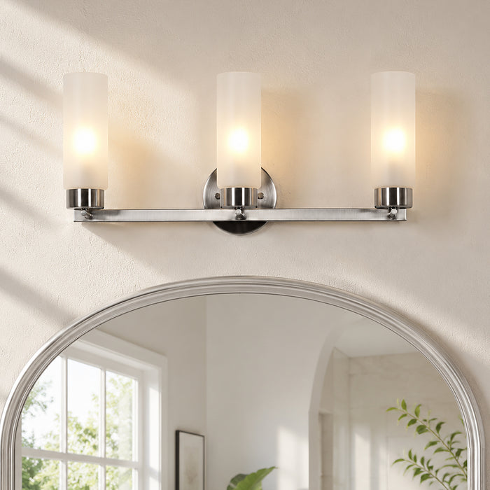 Arvion 3-Light Gold Linear Frosted Glass Bathroom Vanity Light
