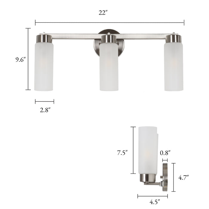 Arvion 3-Light Gold Linear Frosted Glass Bathroom Vanity Light