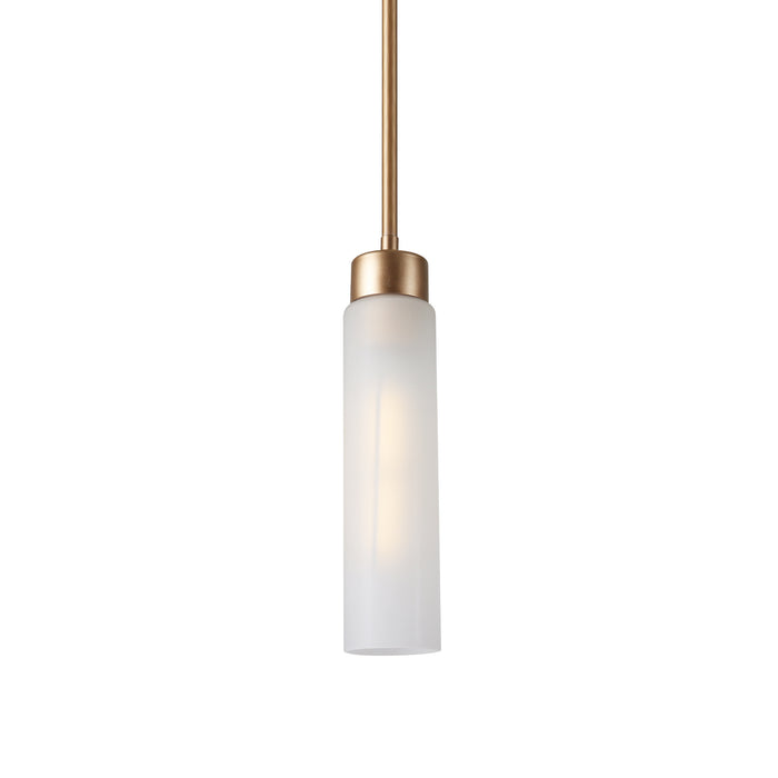 Arvion 1-Light Gold Cylinder Frosted Glass Pendant Light