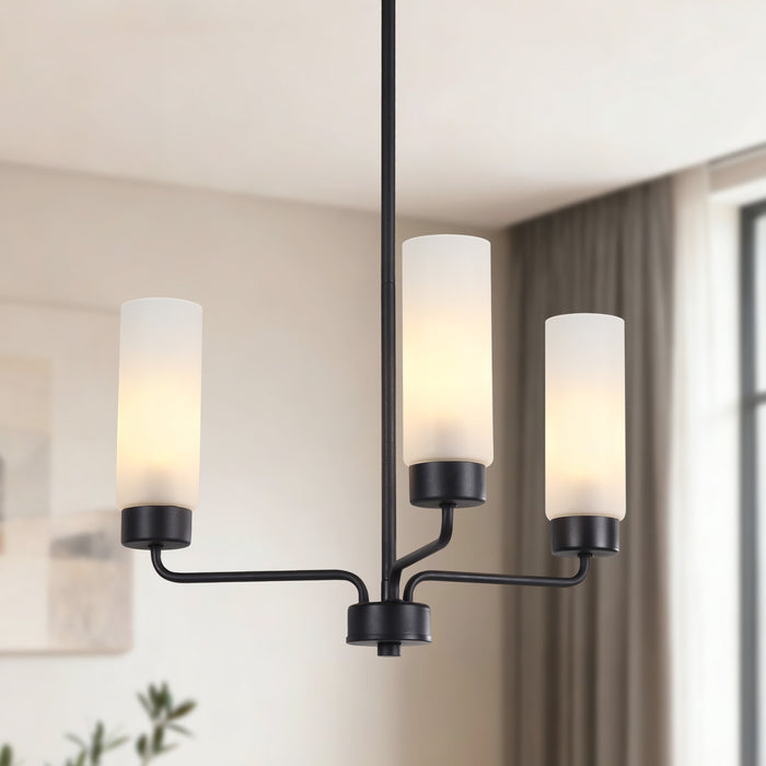 Arvion Modern 3-Light Radial Chandelier with Frosted Glass Shade