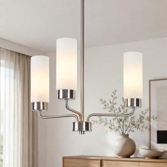 Arvion Modern 3-Light Radial Chandelier with Frosted Glass Shade