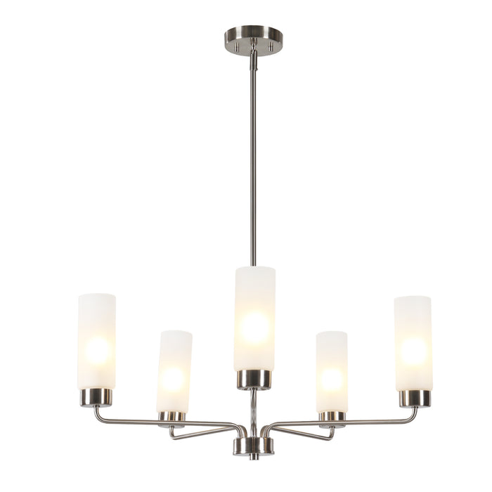 Arvion 5-Light Gold Radial Chandelier with Frosted Glass Shade