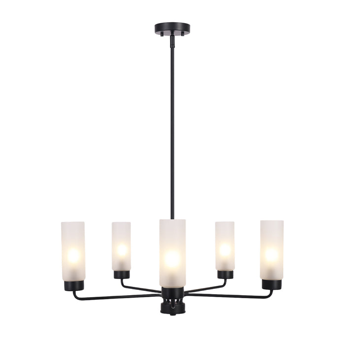 Arvion 5-Light Gold Radial Chandelier with Frosted Glass Shade