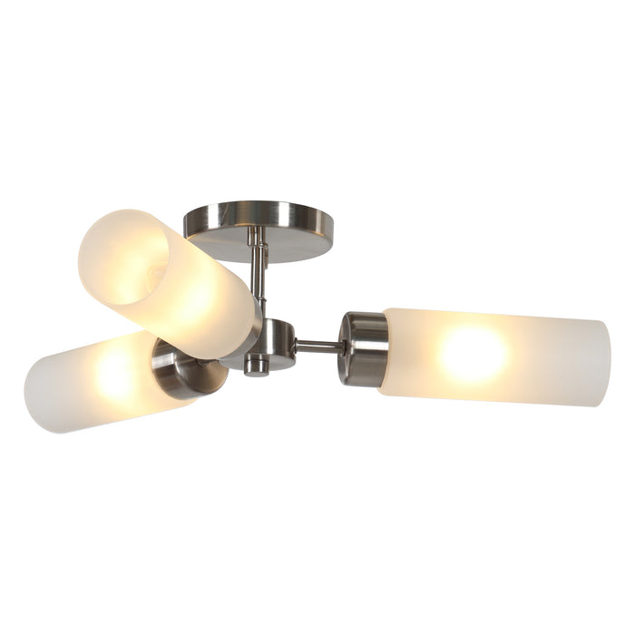 Arvion 3-Light Black Radial Semi-flush Mount Frosted Glass Ceiling Light