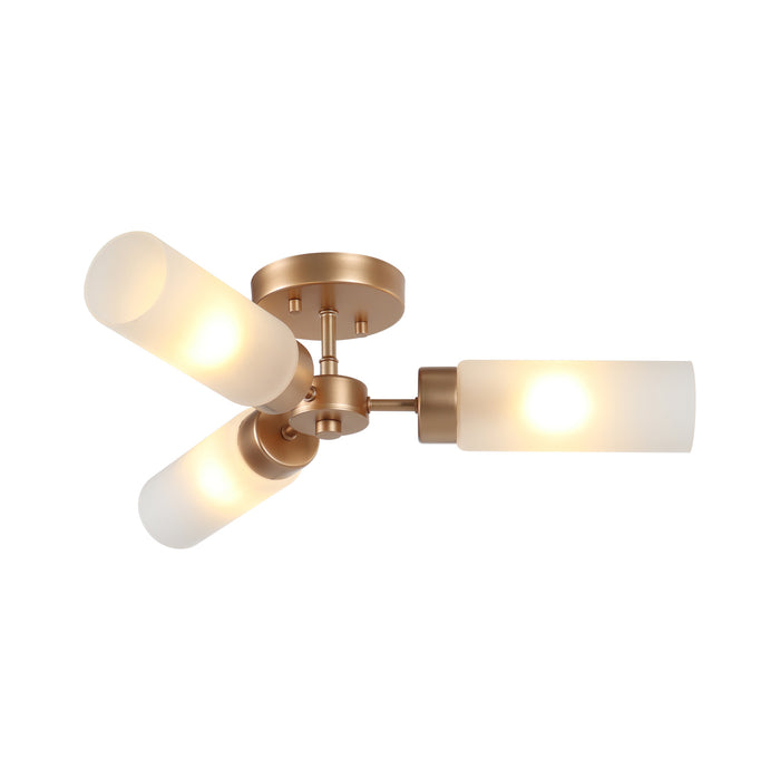 Arvion 3-Light Black Radial Semi-flush Mount Frosted Glass Ceiling Light