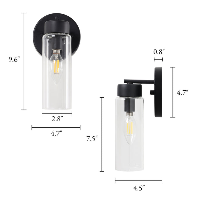 Arvion 1-Light Gold Cylinder Clear Glass Wall Sconce
