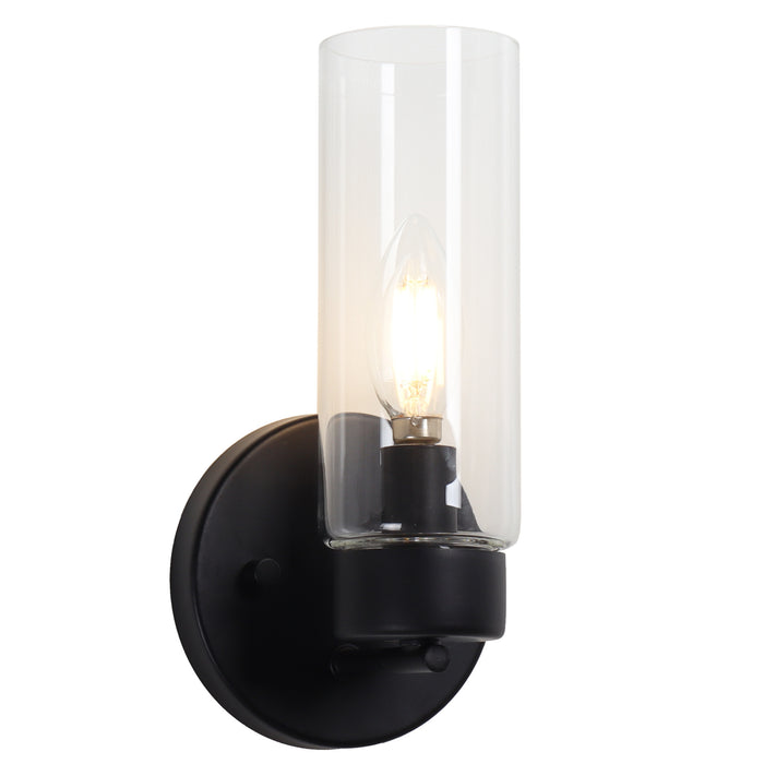 Arvion 1-Light Gold Cylinder Clear Glass Wall Sconce