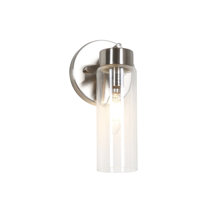 Arvion 1-Light Gold Cylinder Clear Glass Wall Sconce