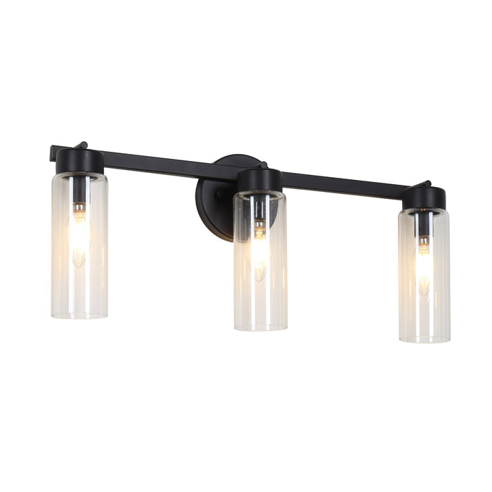 Arvion 3-Light Gold Linear Clear Glass Bathroom Vanity Light