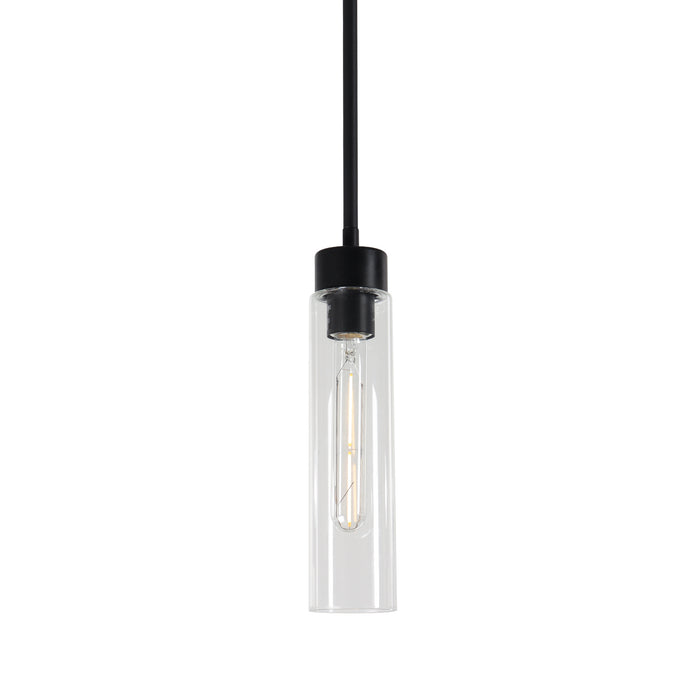Arvion 1-Light Black Cylinder Clear Glass Pendant Light