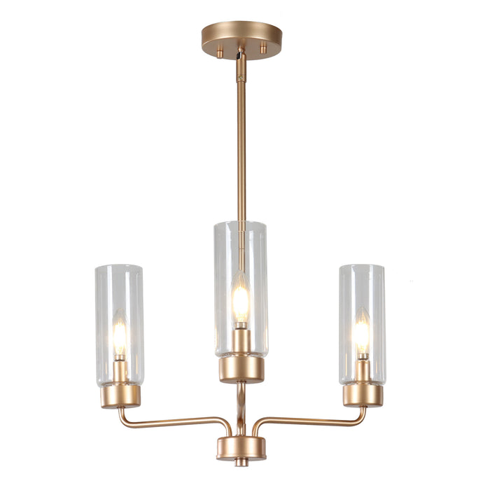 Arvion 3-Light Black Radial Chandelier with Clear Glass Shade