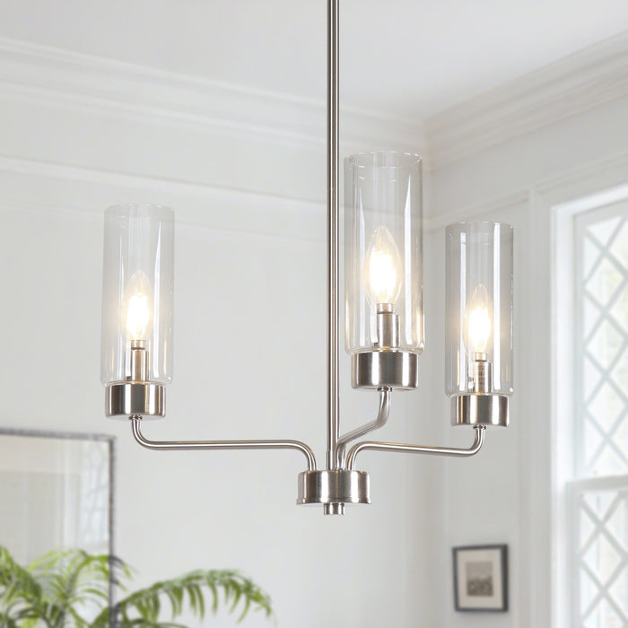Arvion 3-Light Black Radial Chandelier with Clear Glass Shade