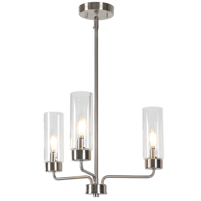 Arvion 3-Light Black Radial Chandelier with Clear Glass Shade