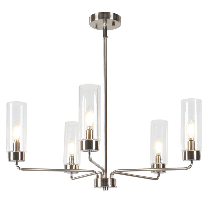 Arvion 5-Light Black Radial Chandelier with Clear Glass Shade