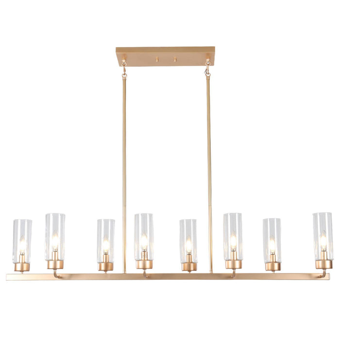 Arvion 8-Light Black Linear Chandelier Clear Glass Island Light