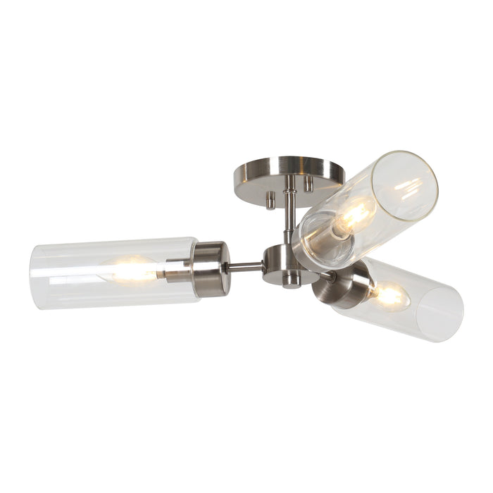 Arvion 3-Light Black Radial Semi-flush Mount Clear Glass Ceiling Light