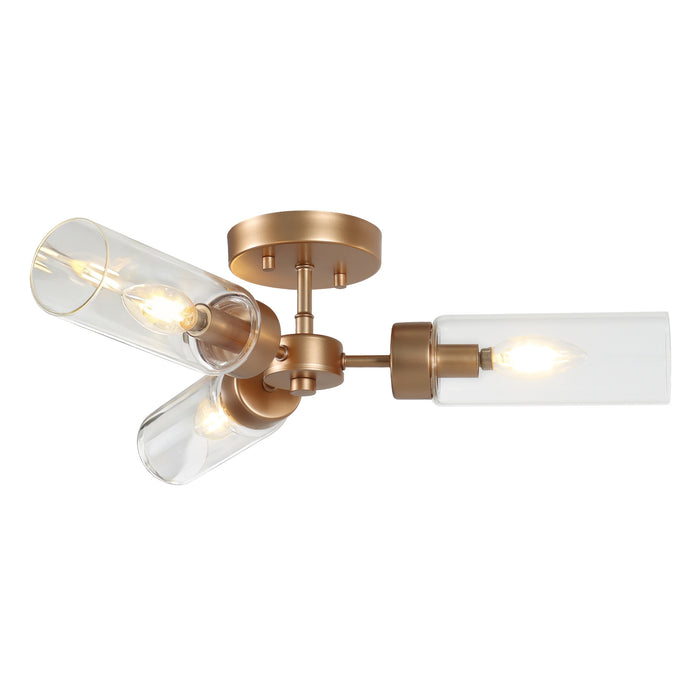 Arvion 3-Light Black Radial Semi-flush Mount Clear Glass Ceiling Light