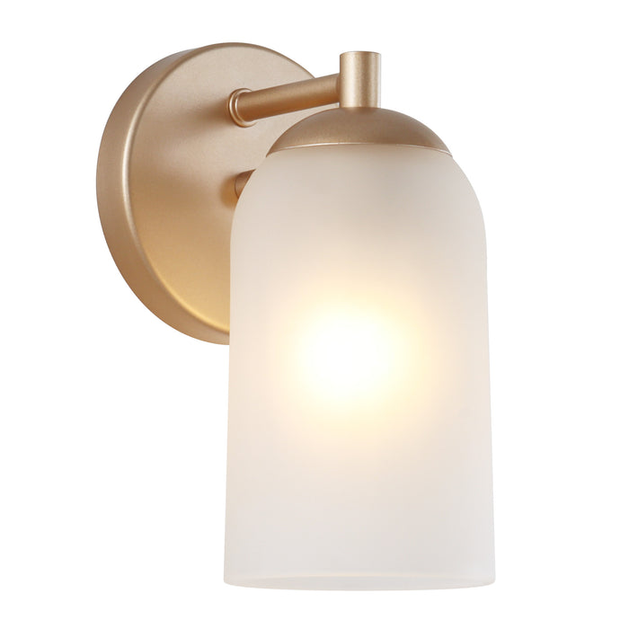 Zavira 1-Light Gold Cylinder Frosted Glass Wall Sconce