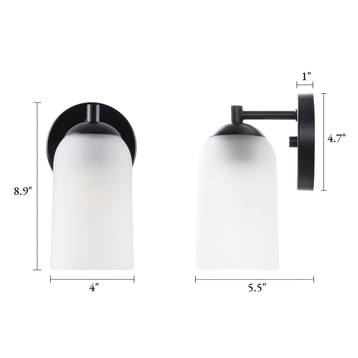 Zavira 1-Light Gold Cylinder Frosted Glass Wall Sconce
