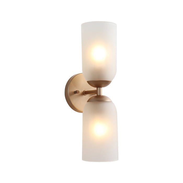 Zavira 2-Light Gold Cylinder Frosted Glass Wall Sconce
