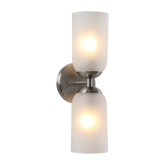 Zavira 2-Light Gold Cylinder Frosted Glass Wall Sconce