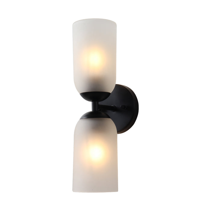 Zavira 2-Light Gold Cylinder Frosted Glass Wall Sconce