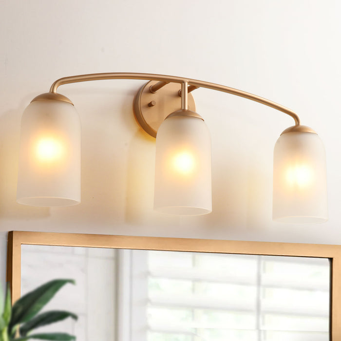 Zavira 3-Light Gold Linear Frosted Glass Bathroom Vanity Light