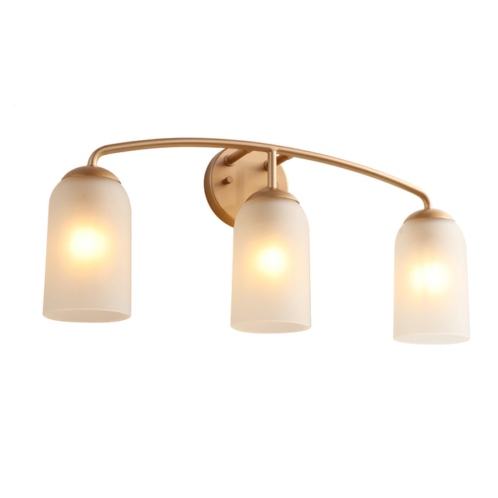 Zavira 3-Light Gold Linear Frosted Glass Bathroom Vanity Light