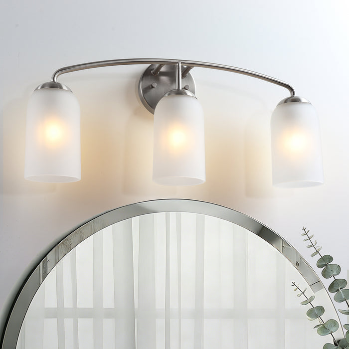 Zavira 3-Light Gold Linear Frosted Glass Bathroom Vanity Light