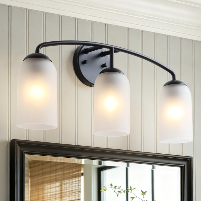 Zavira 3-Light Gold Linear Frosted Glass Bathroom Vanity Light