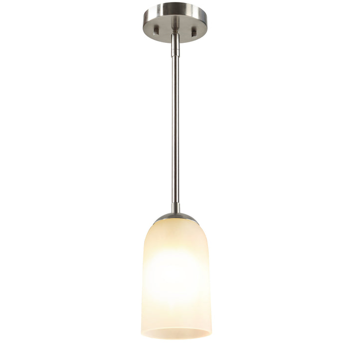 Zavira 1-Light Nickel Cylinder Frosted Glass Pendant Light