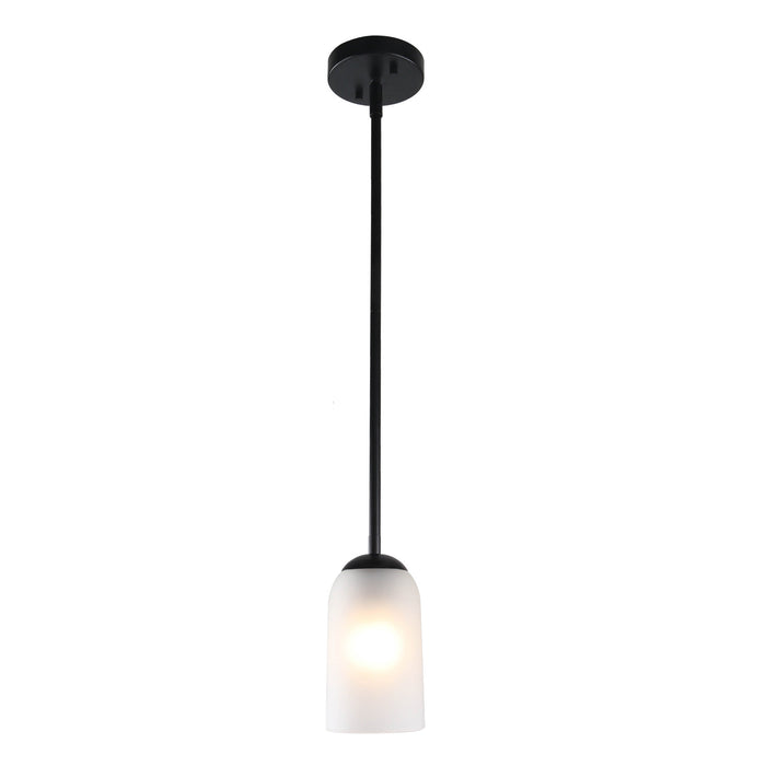Zavira 1-Light Nickel Cylinder Frosted Glass Pendant Light