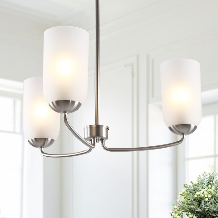 Zavira 3-Light Gold Radial Chandelier with Frosted Glass Shade