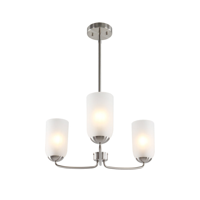Zavira 3-Light Gold Radial Chandelier with Frosted Glass Shade