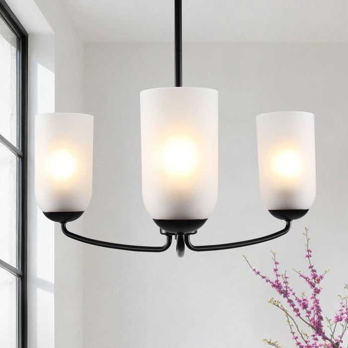 Zavira 3-Light Gold Radial Chandelier with Frosted Glass Shade