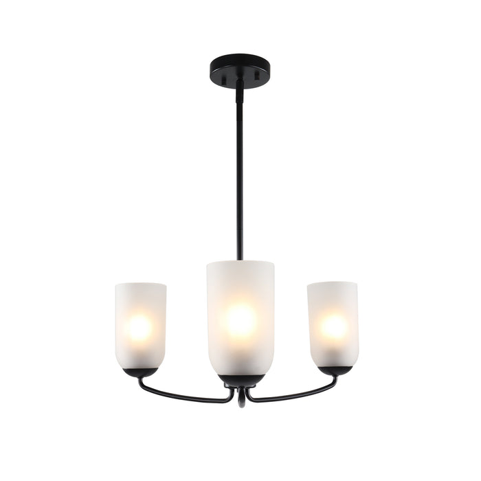 Zavira 3-Light Gold Radial Chandelier with Frosted Glass Shade