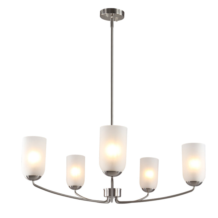 Zavira 5-Light Gold Radial Chandelier with Frosted Glass Shade