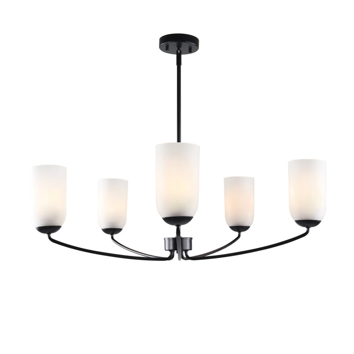 Zavira 5-Light Gold Radial Chandelier with Frosted Glass Shade