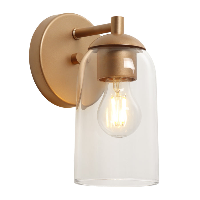 Zavira 1-Light Gold Cylinder Clear Glass Wall Sconce