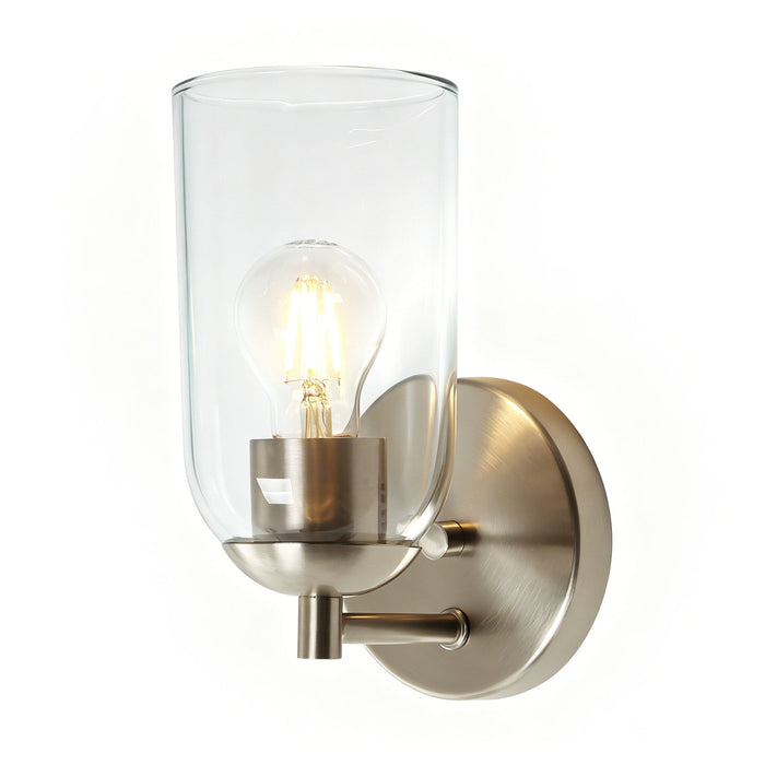 Zavira 1-Light Gold Cylinder Clear Glass Wall Sconce
