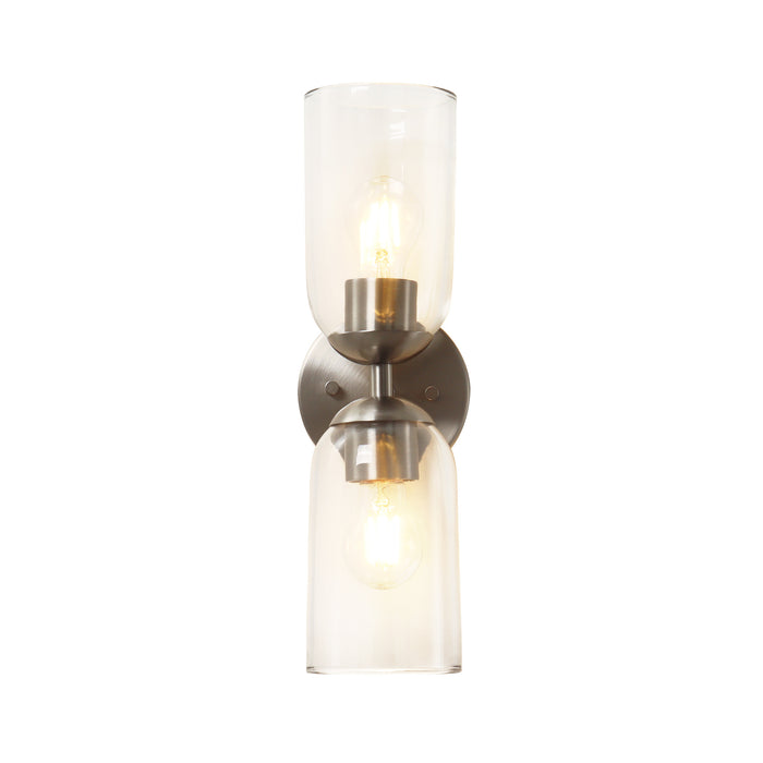 Zavira 2-Light Gold Cylinder Clear Glass Wall Sconce