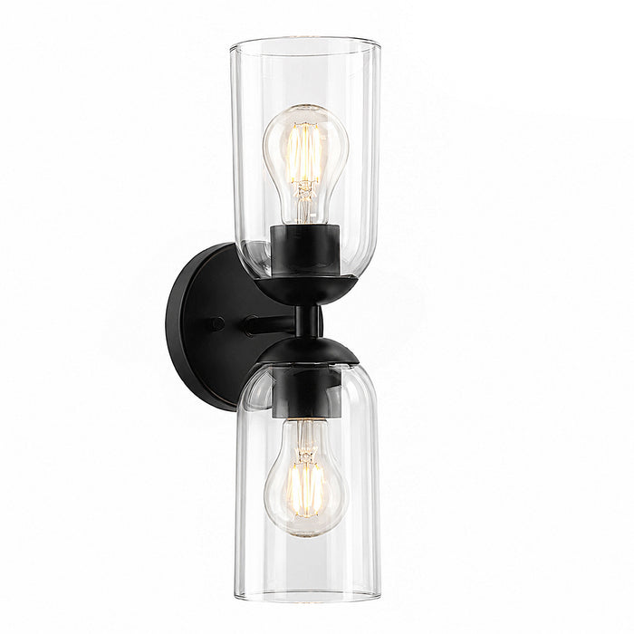 Zavira 2-Light Gold Cylinder Clear Glass Wall Sconce