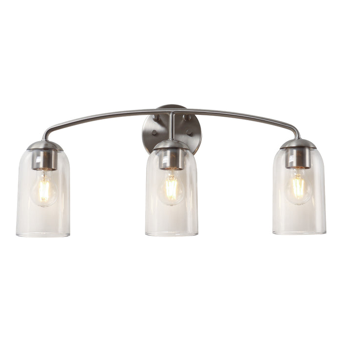 Zavira 3-Light Gold Linear Clear Glass Bathroom Vanity Light