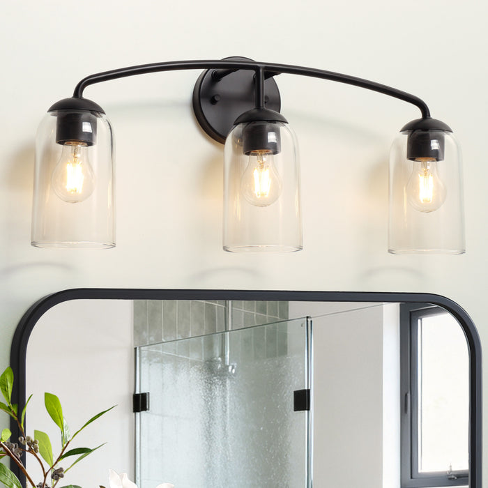 Zavira 3-Light Gold Linear Clear Glass Bathroom Vanity Light