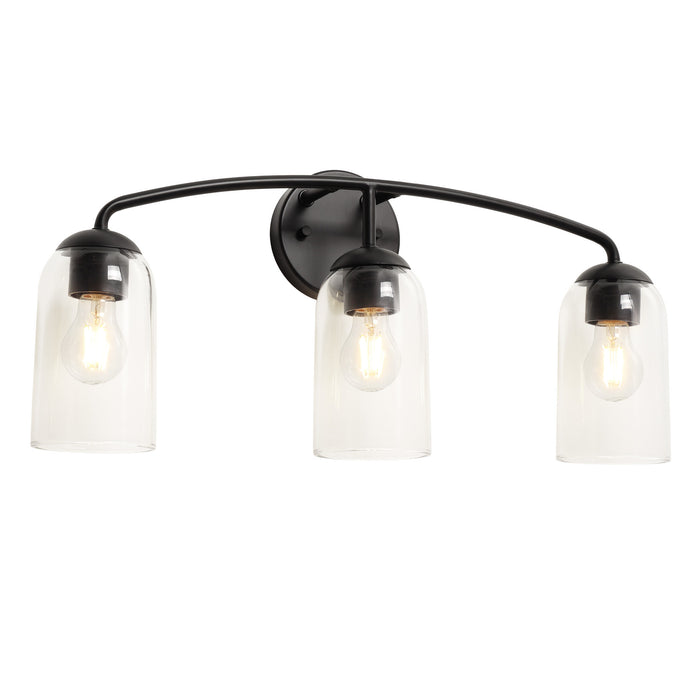 Zavira 3-Light Gold Linear Clear Glass Bathroom Vanity Light