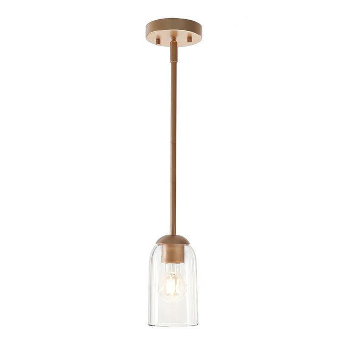 Zavira 1-Light Gold Cylinder Clear Glass Pendant Light